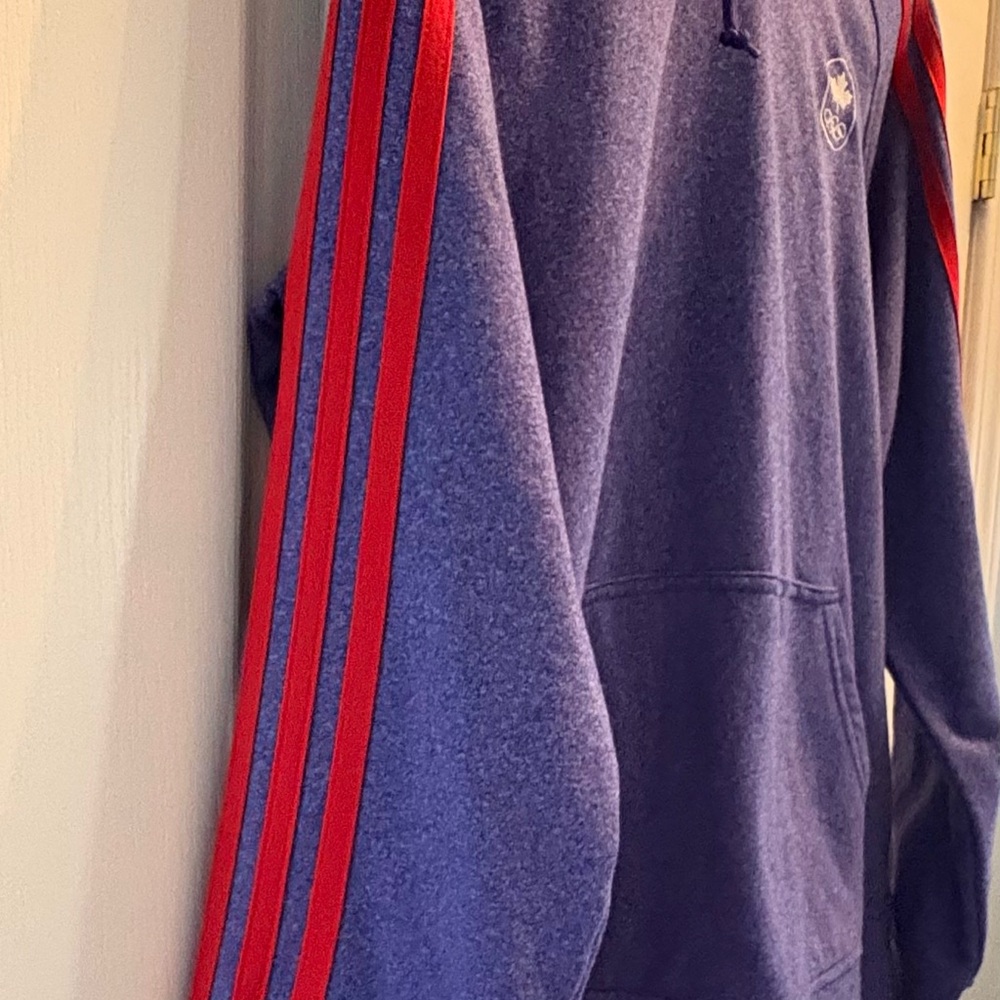 Adidas Blue Hoodie with Red Stripes - Picture 5 of 11